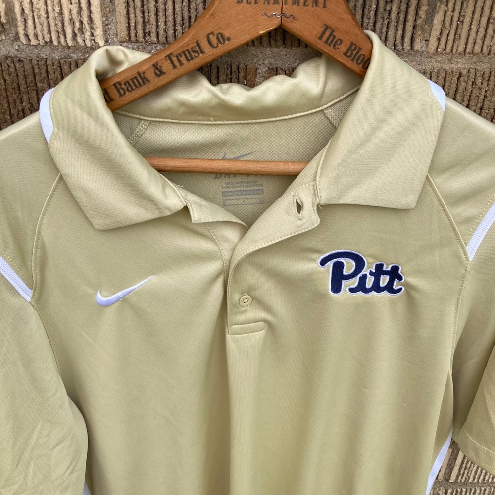 Nike Pitt Panthers Dri-FIT Golf Polo Shirt Mens‎ Small Gold Stretch Athletic
